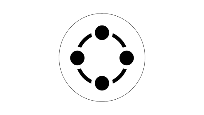 Diagram of four dots connected in a circle, representing networked data