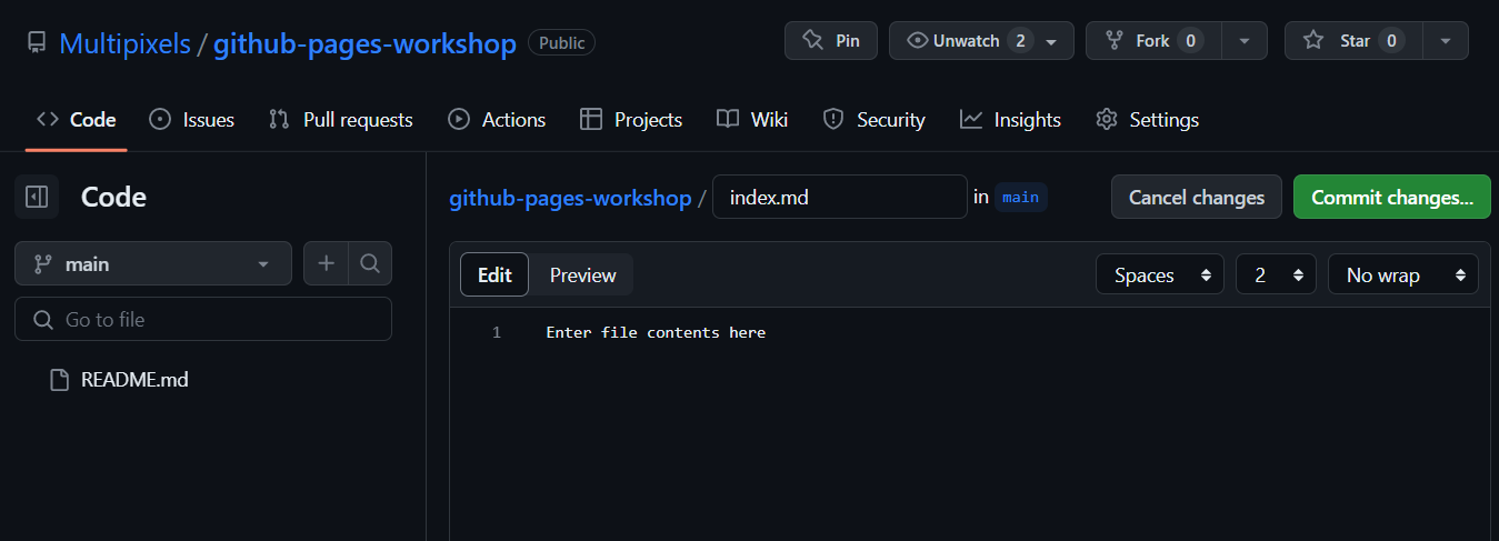 Image of GitHub file creation