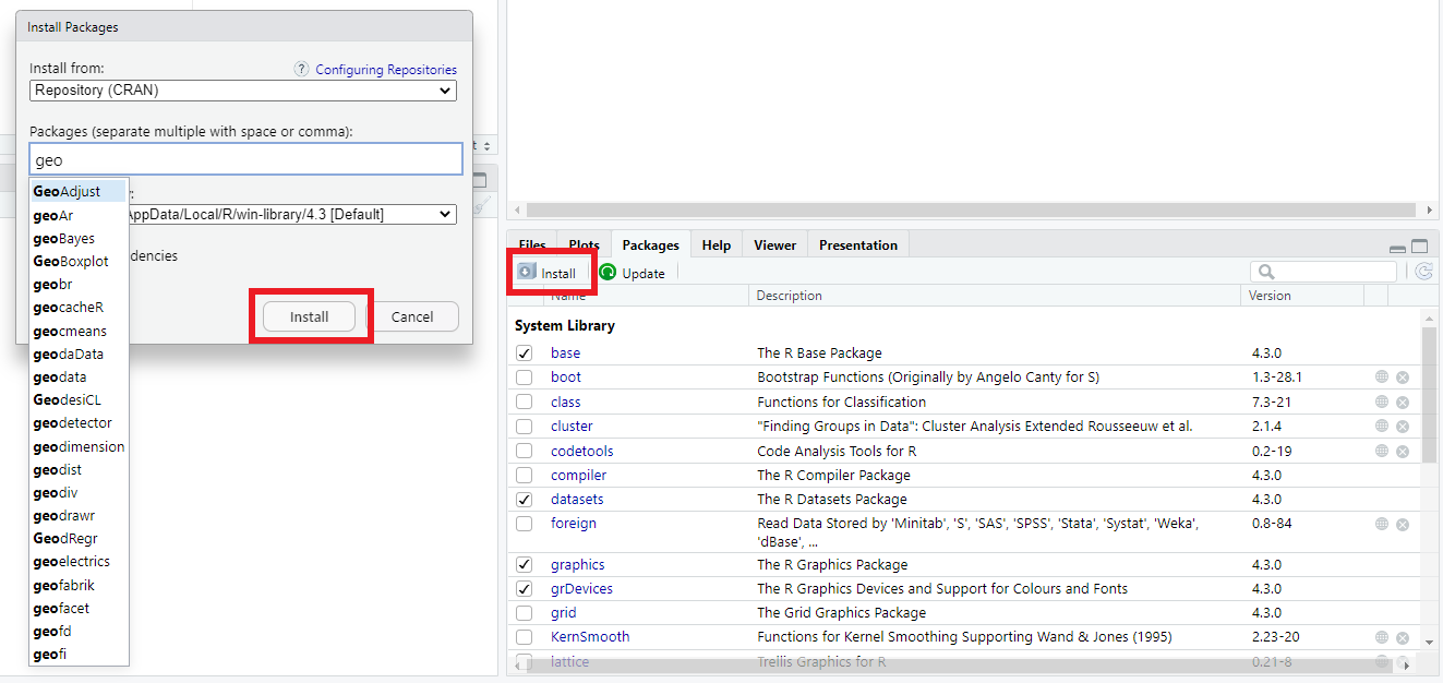 installing packages using CRAN