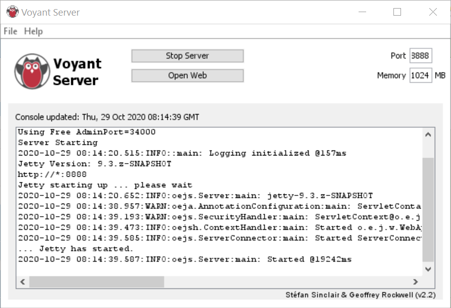 Voyant Server Window