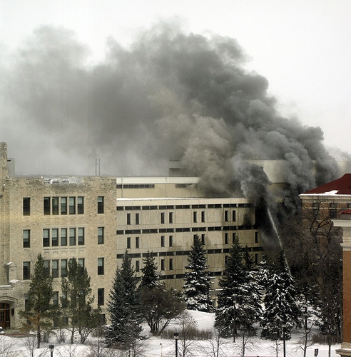 university of manitoba in smoke after fire