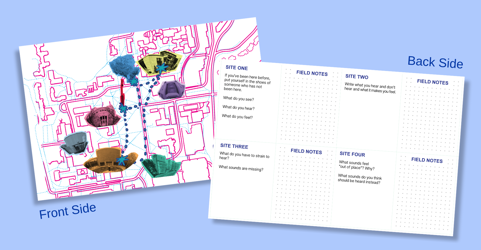 A photo of the soundwalking map used at McMaster