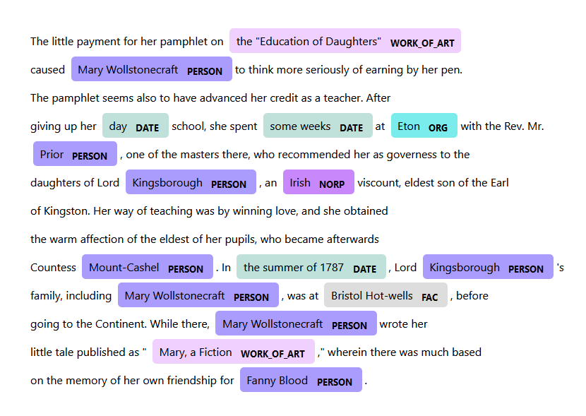 another annotated text where the 'earl of kingston' is not labelled as a person nor a place